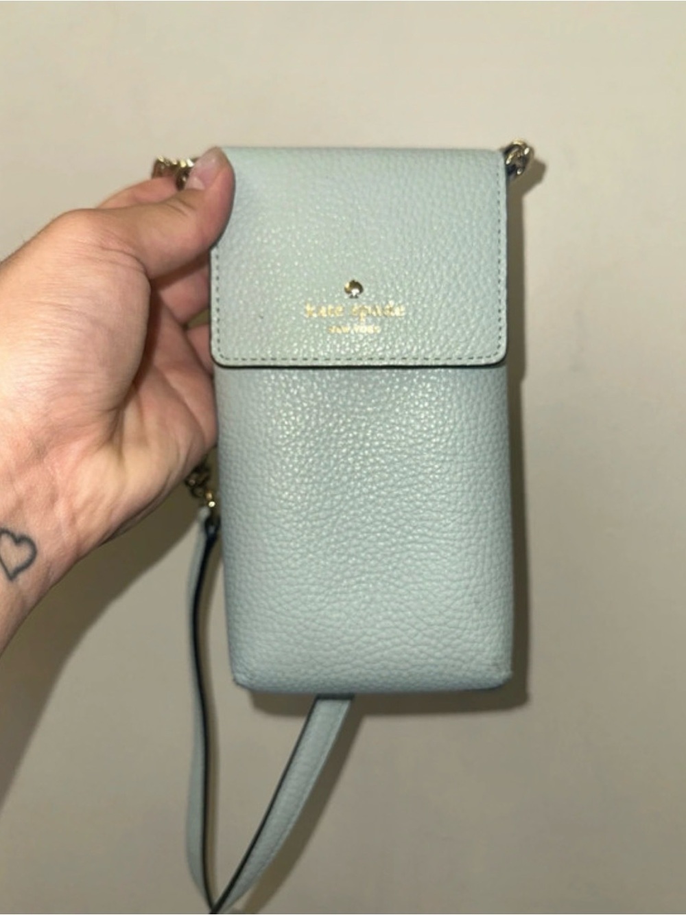 kate spade Light Blue Pebbled Leather Crossbody Phone Bag